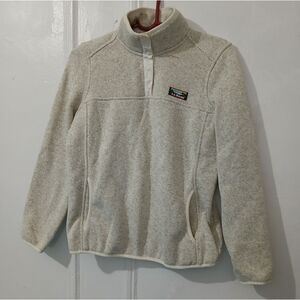 LL. bean Sweater Fleece Pullover Snap T Womens Small cream